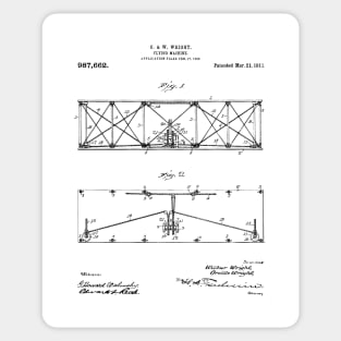 Wright Brothers Plane Patent - Aviation Art - Black And White Sticker